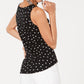 REBELLIOUS ONE Womens Tops XS / Black / B03 REBELLIOUS ONE - Dotted Tie Front Top