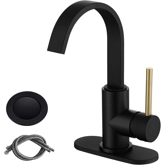 RKF Bath Accessories RKF - Single-Handle Swivel Waterfall Spout Bathroom Sink Faucet