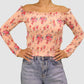 Self E Womens Tops L / Pink / Multi-Color Off Shoulder Sleeve Top