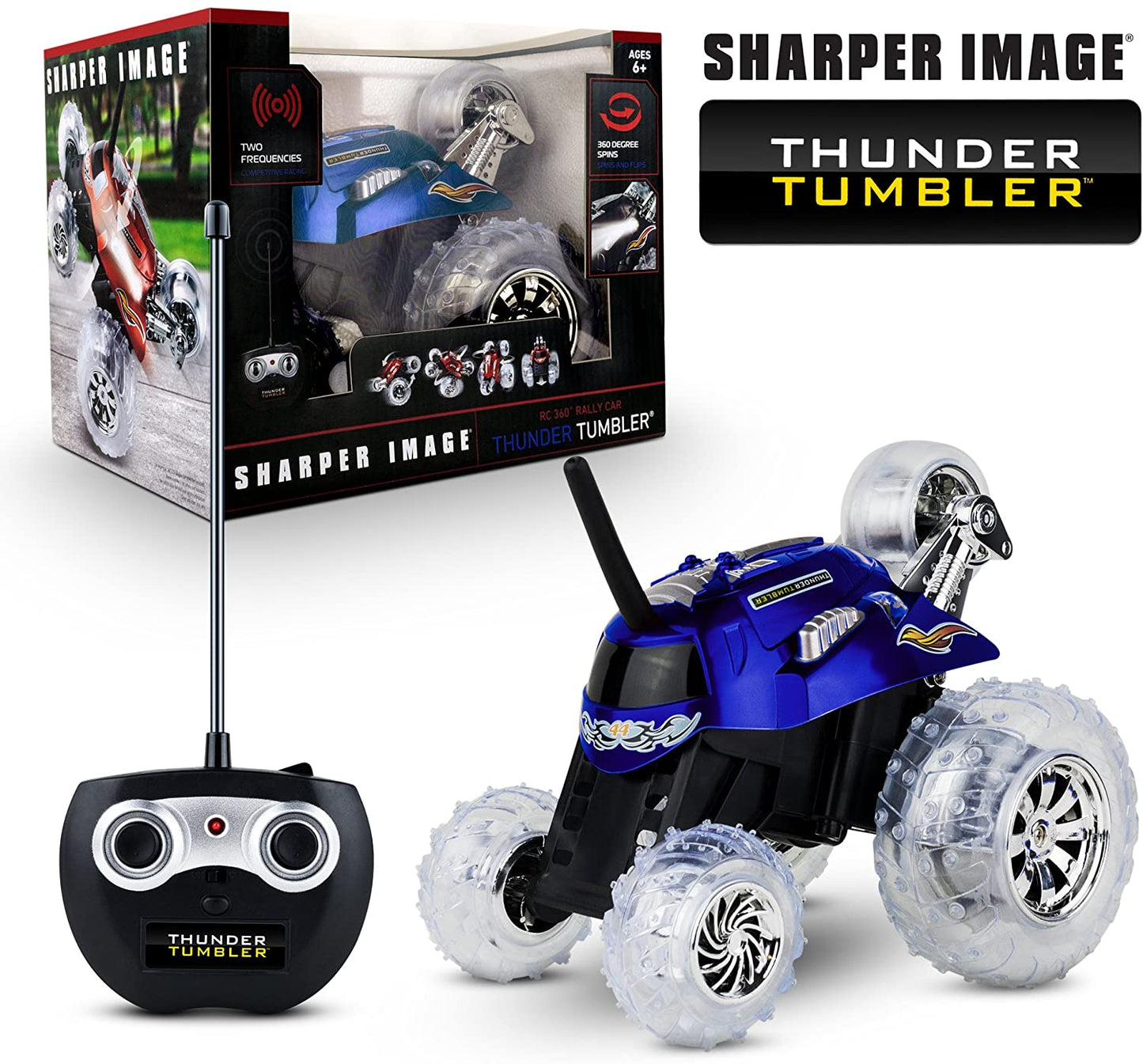 Sharper Image Toys Blue Thunder Tumbler Spinning Stunt Mini Truck RC Car with 5th Wheel