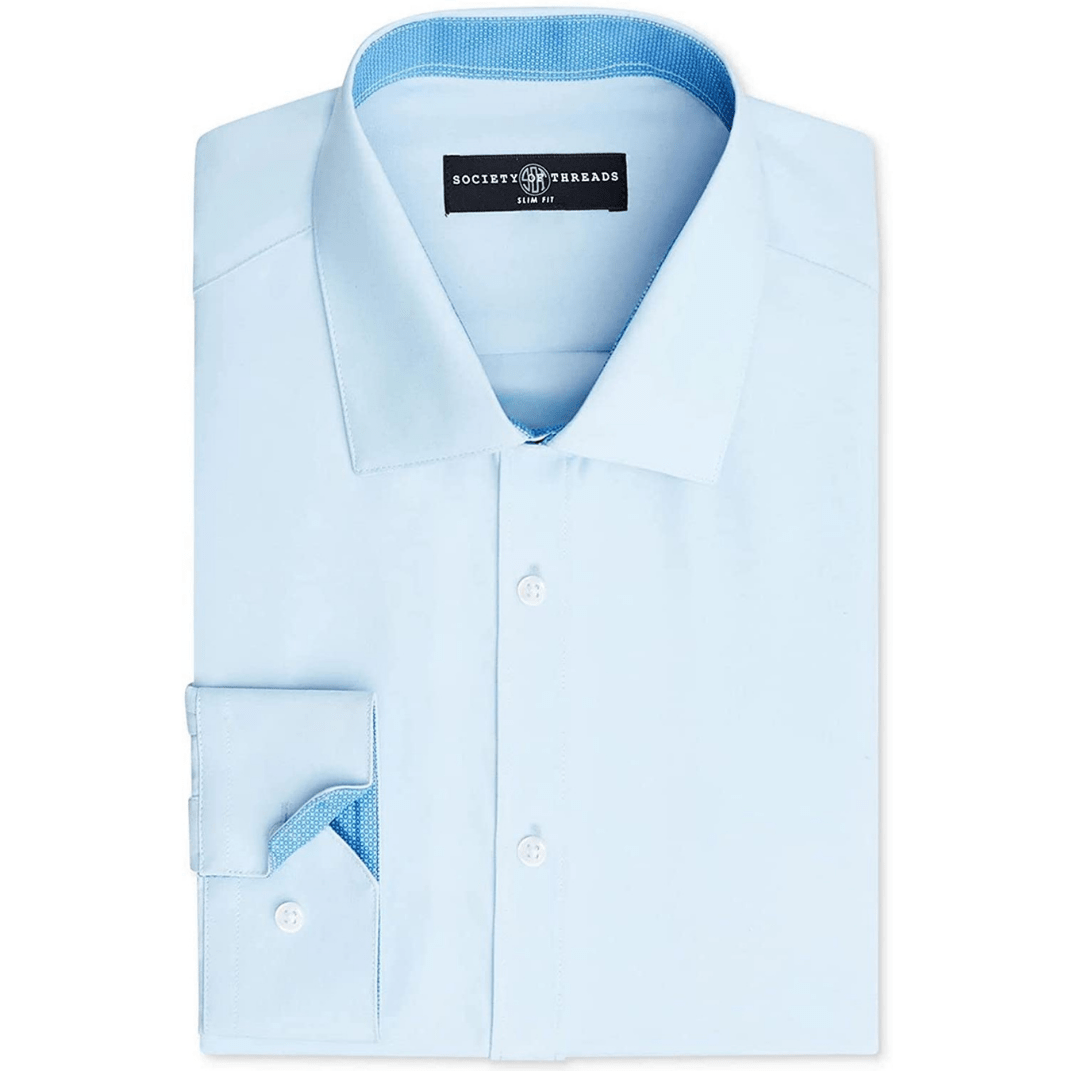 SOCIETY OF THREADS Mens Tops L / Blue SOCIETY OF THREADS - Slim Fit Quick Dry Button Down Shirt