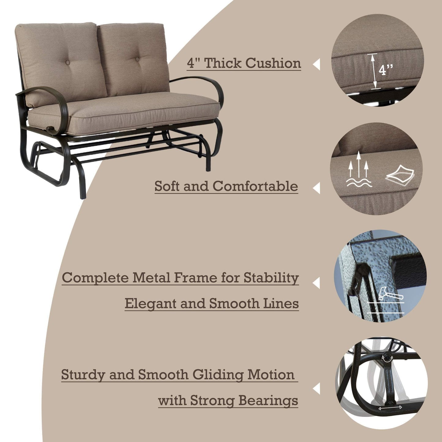 SONOMA GOODS FOR LIFE™ Furniture Grey SONOMA GOODS FOR LIFE™ - Loveseat Outdoor Patio Rocking 2 Seats Steel Frame Furniture
