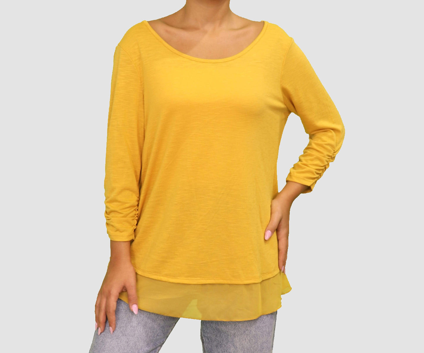 Style & Co Womens Tops S / Mustard Long Sleeve Top