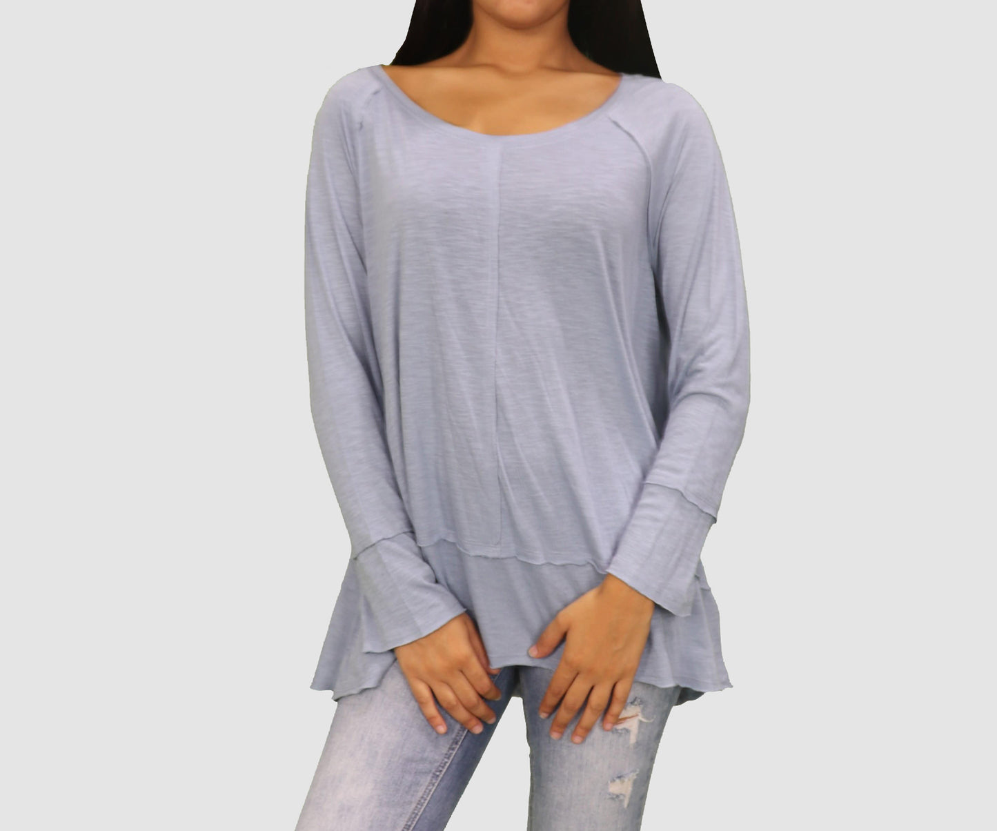 STYLE & CO. Womens Tops Petite X-Large / Blue Long Sleeve Top