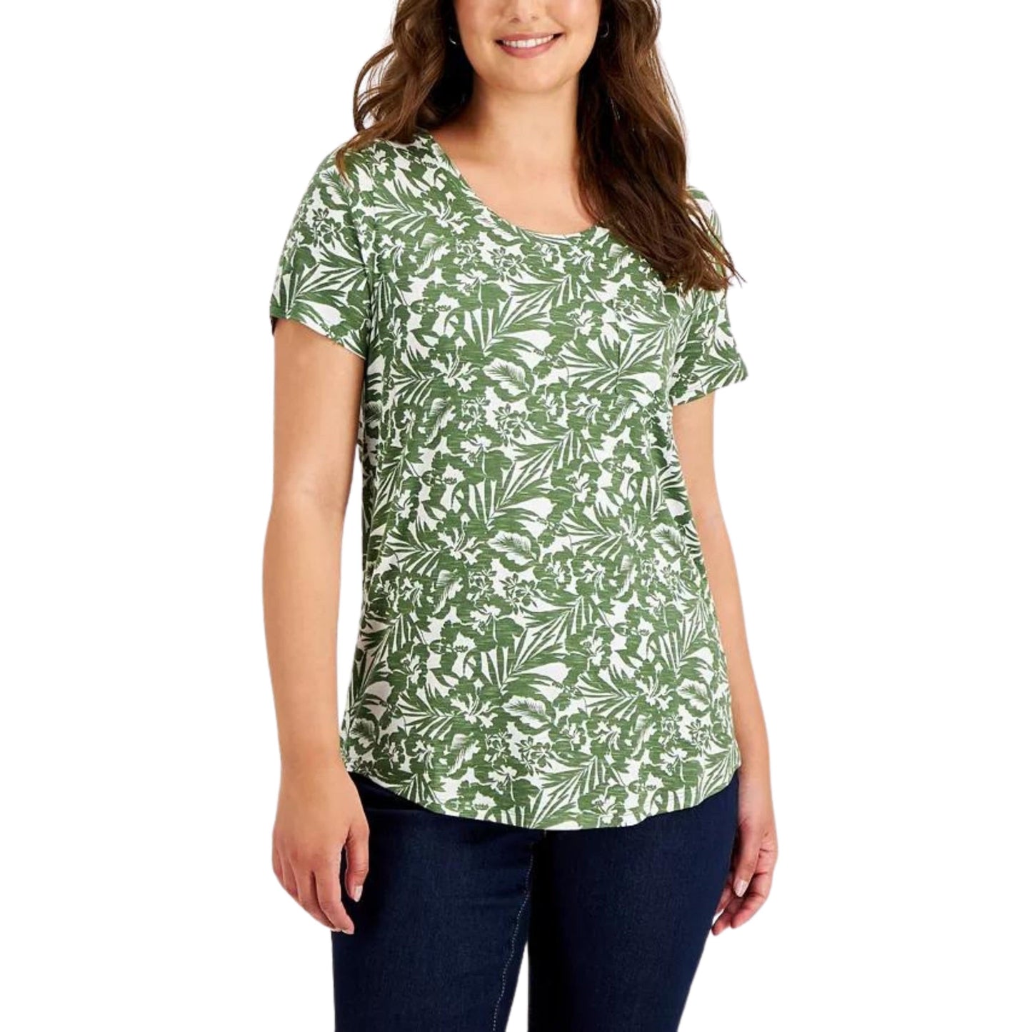 STYLE & CO. Womens Tops XL / Green STYLE & CO. -  Printed Drapey T-Shirt