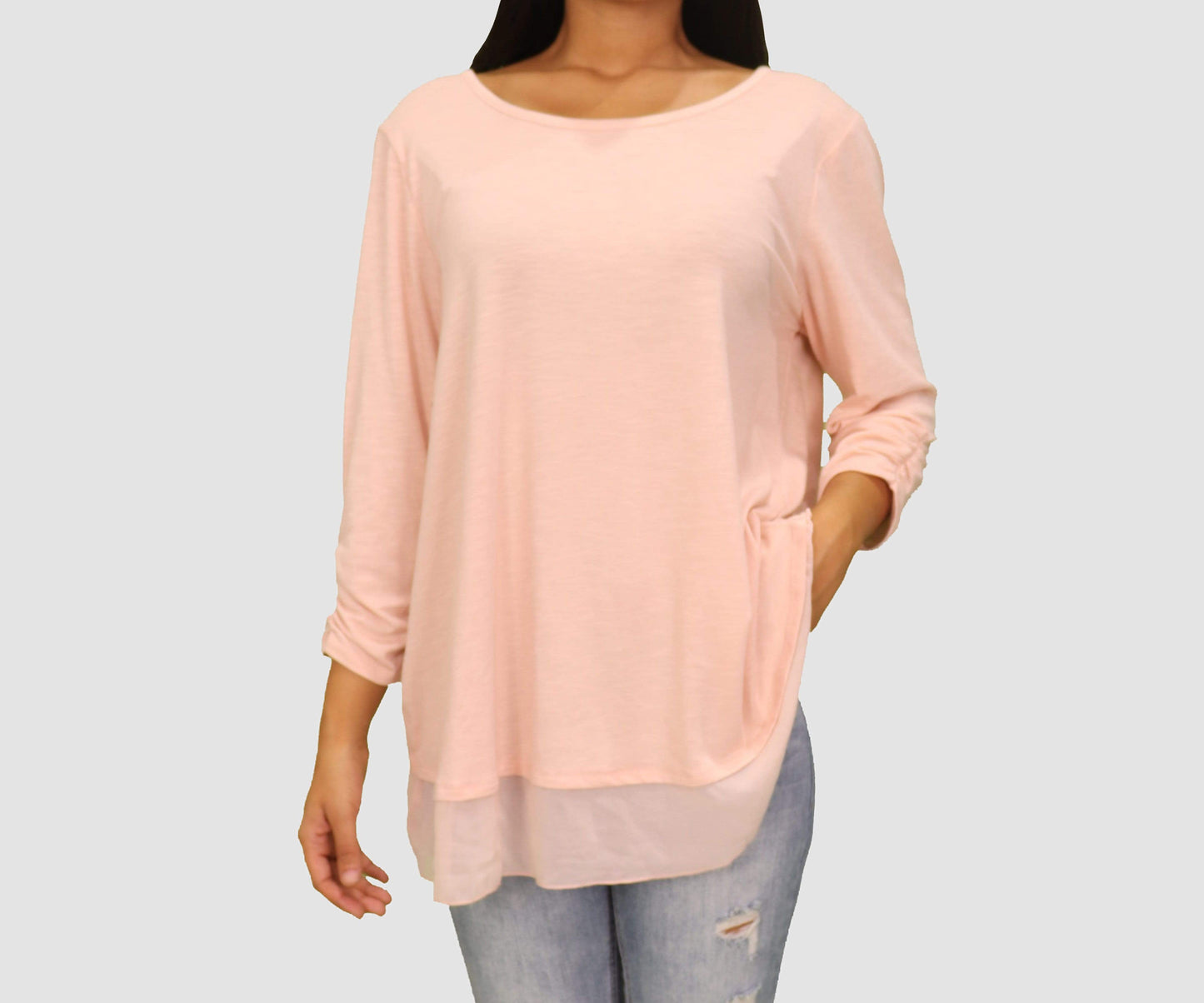 Style & Co Womens Tops XL / Pink Three Quarter Sleeve Top