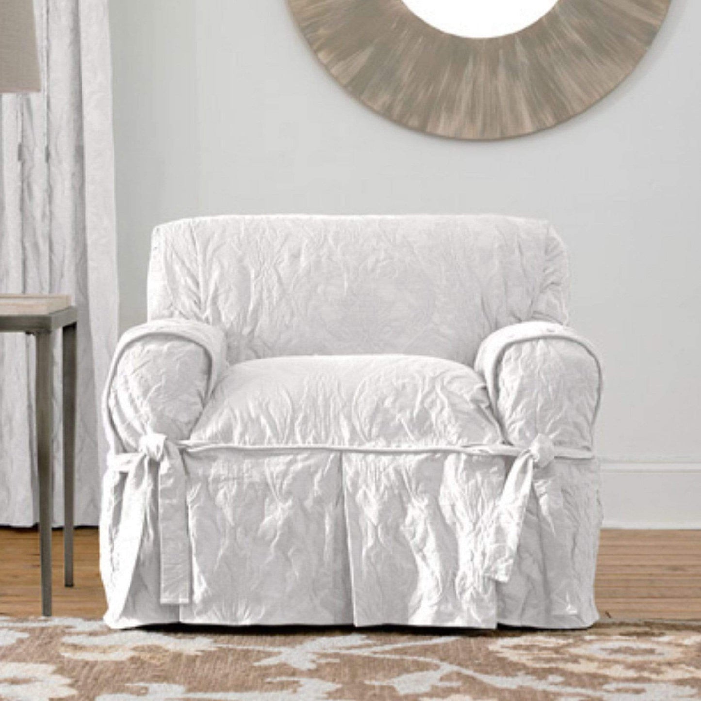 Sure Fit Furniture White Sure Fit - Matelassé Damask Chair Cover