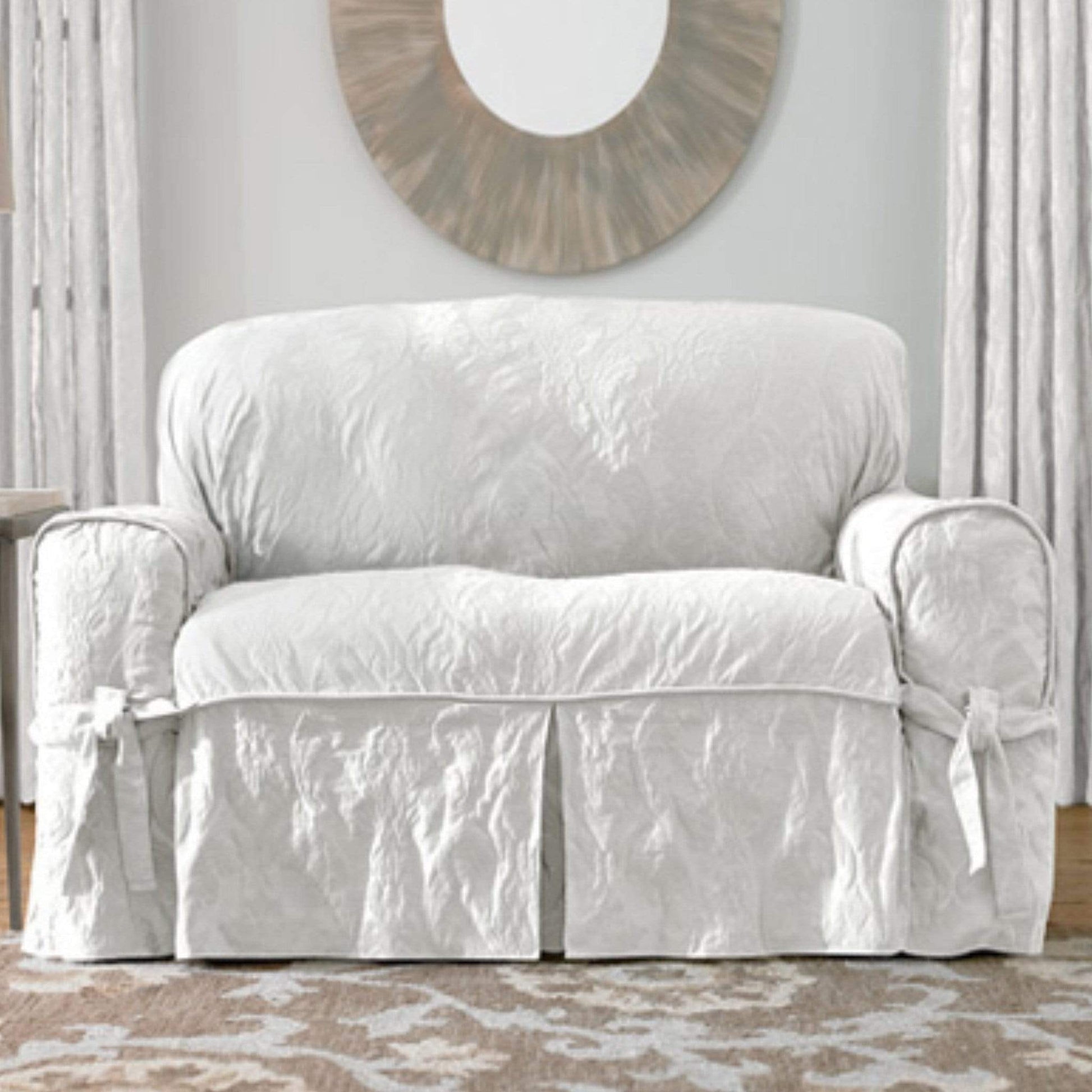 Sure Fit Furniture White Sure Fit - Matelasse Damask Chair Cover