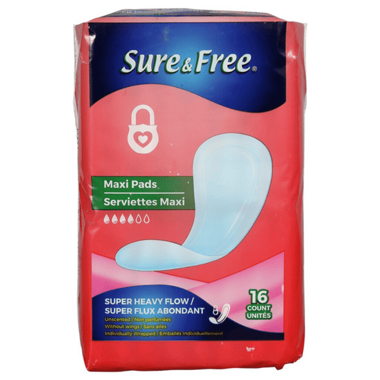 SURE & FREE Health Care SURE & FREE - Super Maxi Pads, 16-ct.