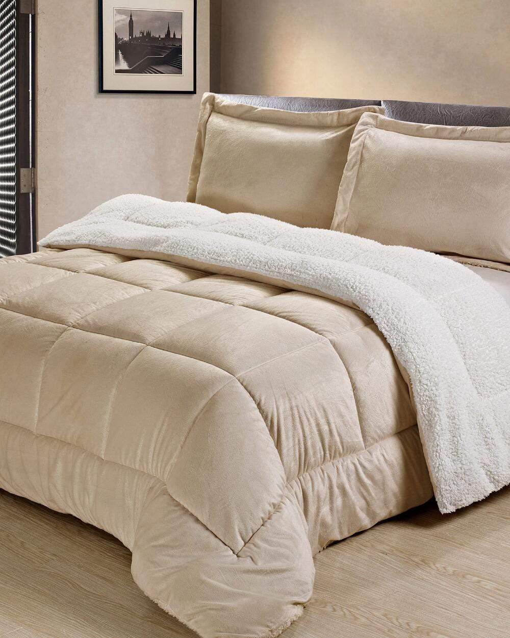 Swift Home Comforter/Quilt/Duvet King / Beige Swift Home - King Sherpa Beige Alternative Comforter Set