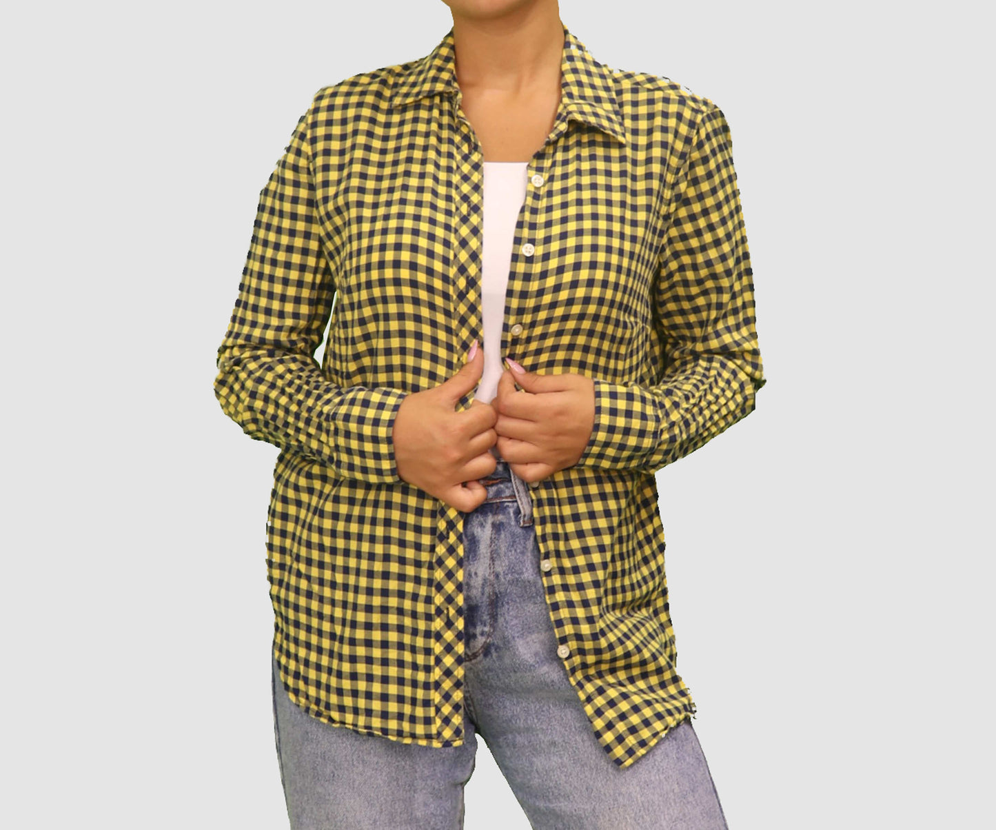 TALBOTS Womens Tops X-Small / Yellow / Navy Long Sleeve Shirt