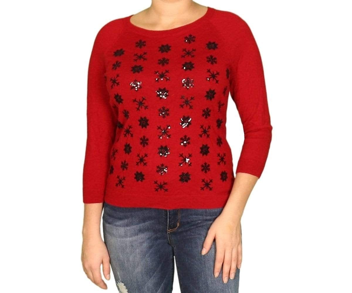 TALBOTS Womens Tops M / Red TALBOTS - Snowflake Soft Wool Top