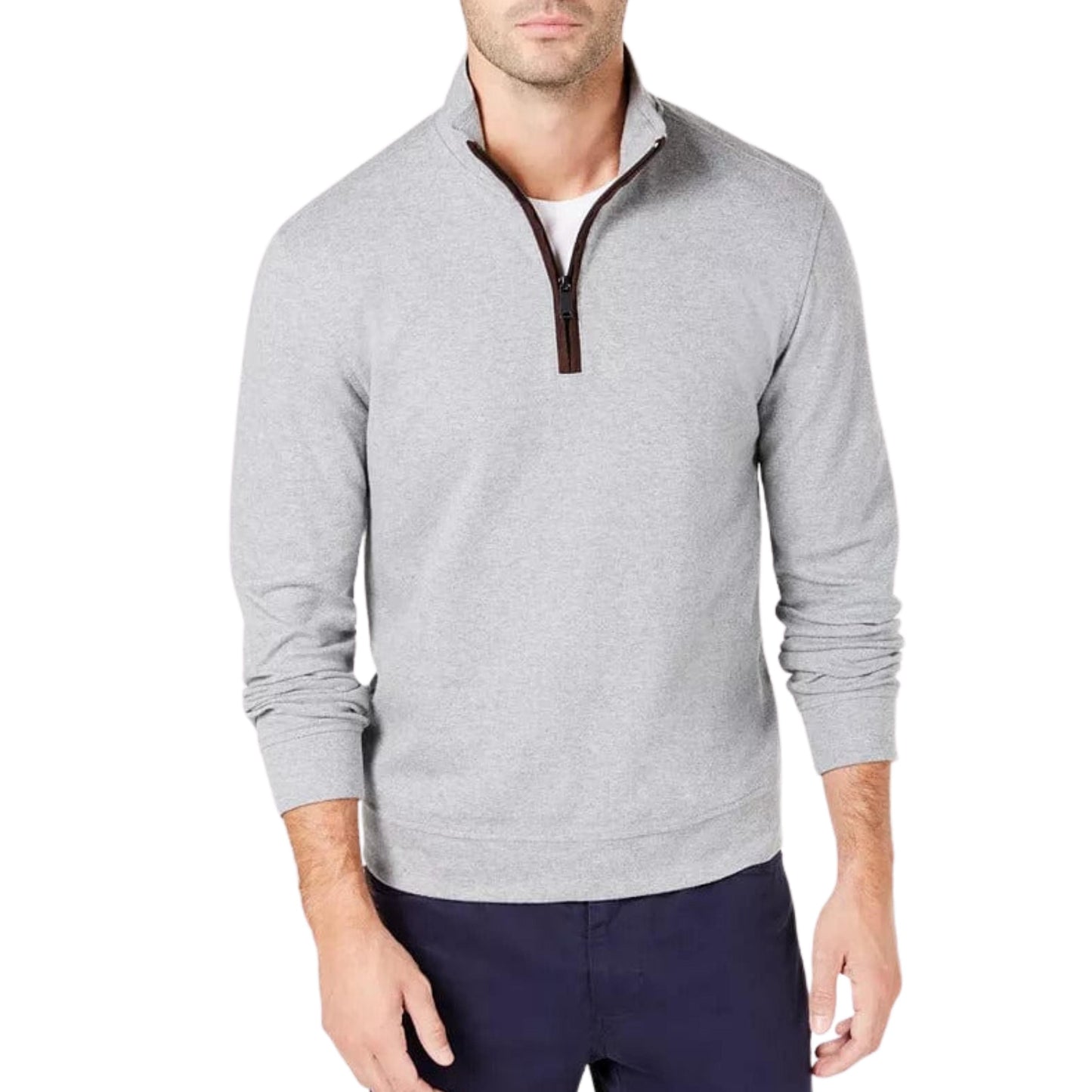 TASSO ELBA Mens Tops XXL / Grey TASSO ELBA - Piped Zip Sweater