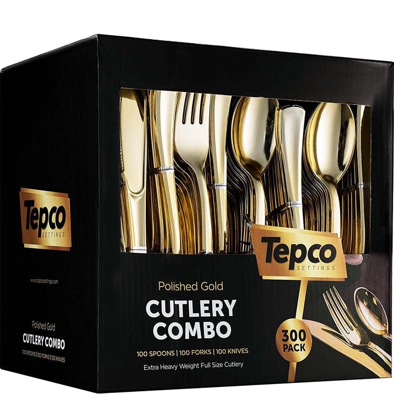 TEPCO Kitchenware TEPCO - 300 Gold Plastic Silverware Set