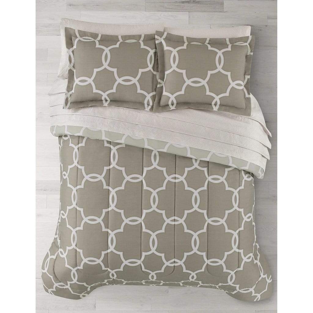 THE BIG ONE Comforter/Quilt/Duvet Twin-XL THE BIG ONE - Neutral Trellis Comforter Set with Sheets - 6 Pieces
