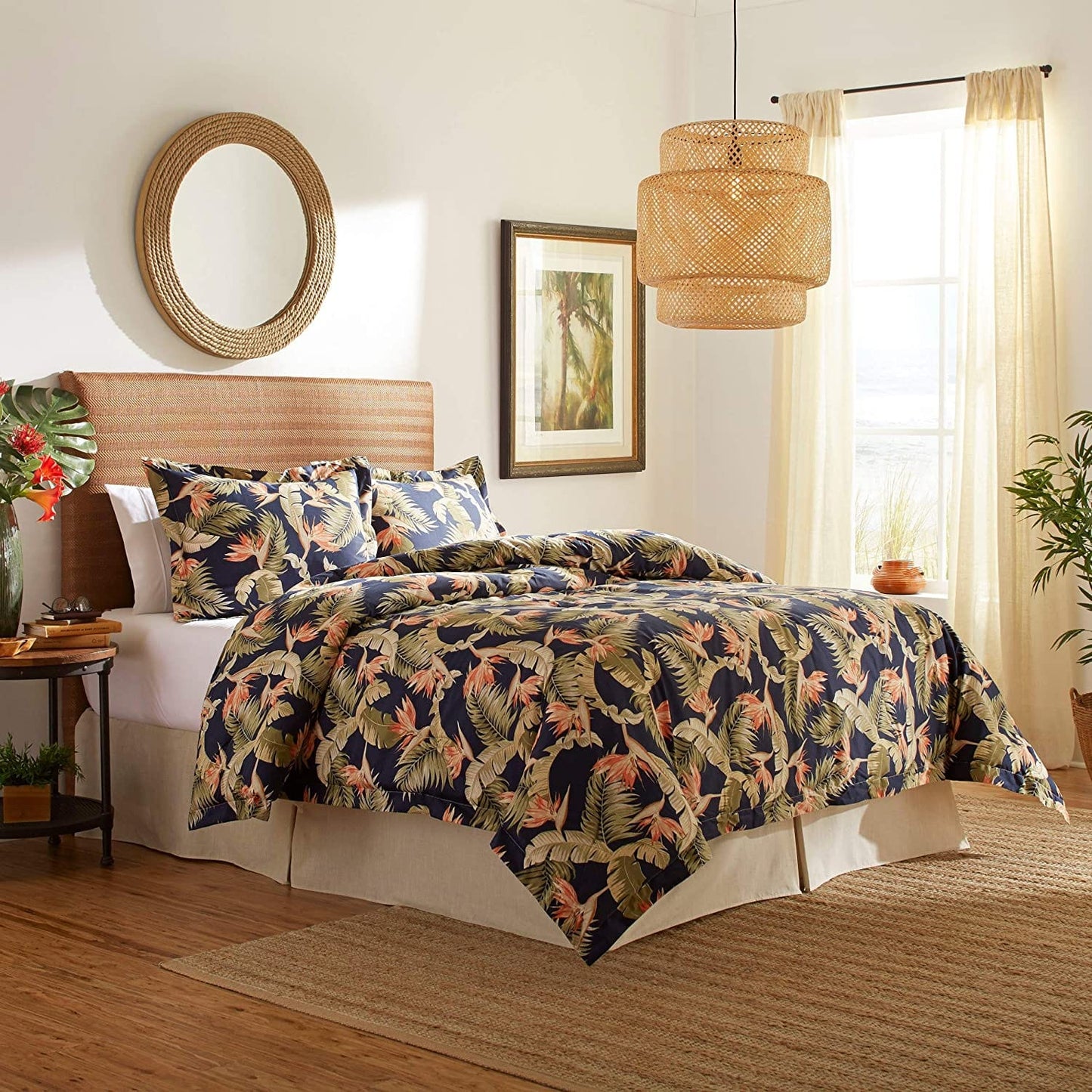TOMMY BAHAMA Comforter/Quilt/Duvet King- 279cm x 244cm / Indigo San Jacinto Comforter Set - 4 Pieces