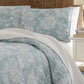 Tommy Bahama Comforter/Quilt/Duvet Full / Queen / Blue / Grey / White Tidewater Jacobean Quilt Set - 3 Pieces