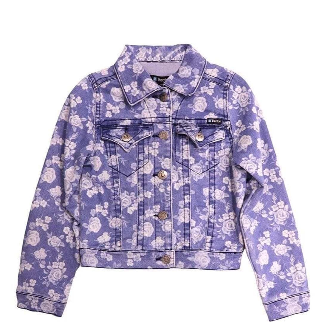 TRACTOR Girls Jackets S / Blue TRACTOR - Kids - Floral Printed Denim Jacket