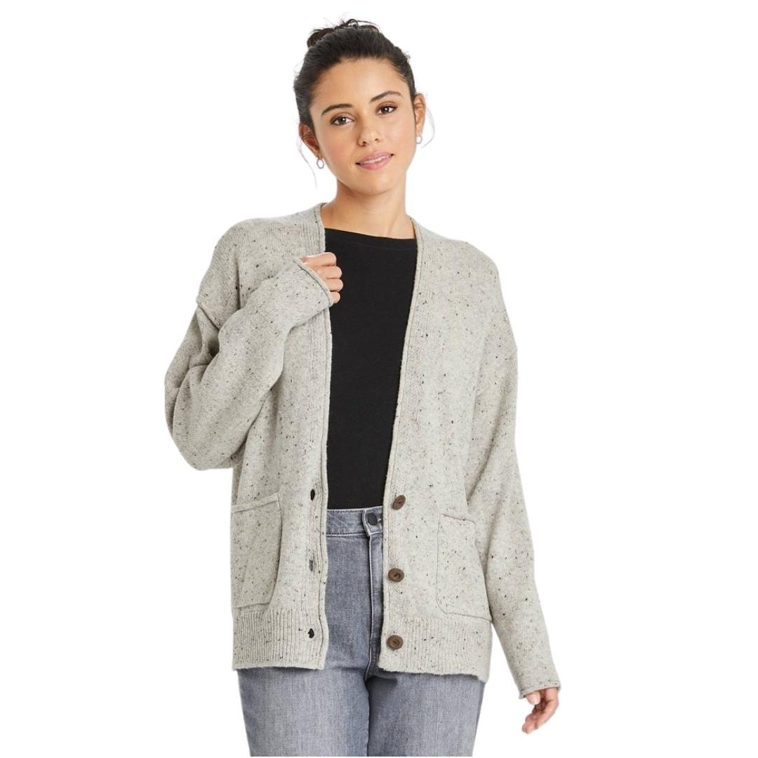 UNVERSAL THREAD Womens Jackets M / Grey UNVERSAL THREAD - Button-Front Grandpa Cardigan