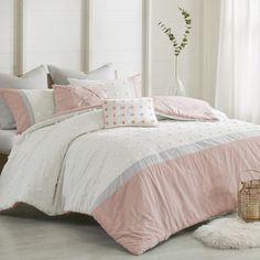 Urban Habitat Comforter/Quilt/Duvet Full/Queen / White/Pink Urban Habitat - Color Block Full Queen Duvet Cover Set
