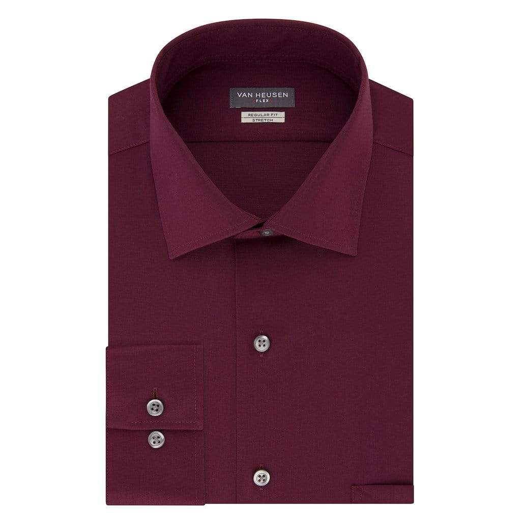 Van Heusen Mens Tops 16.5/ Large Flex Collar Regular-Fit Stretch Dress Shirt