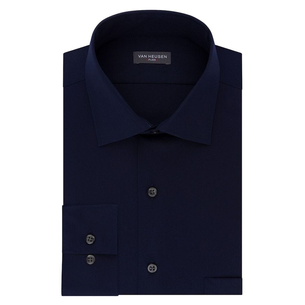 Van Heusen Mens Tops X-Large / Petrol Flex Collar Regular-Fit Stretch Dress Shirt