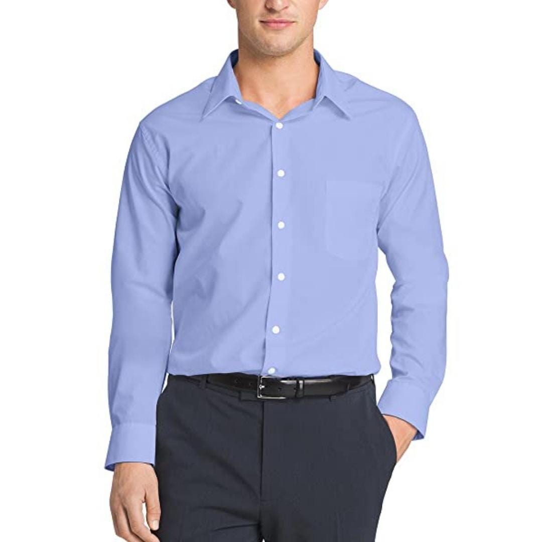 VAN HEUSEN Mens Tops XL / Blue VAN HEUSEN - Dress Shirt Regular Fit Poplin Solid