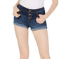 Vanilla Star Womens Bottoms M / Blue VANILLA STAR - Low-Rise Button-Up Jean Shorts