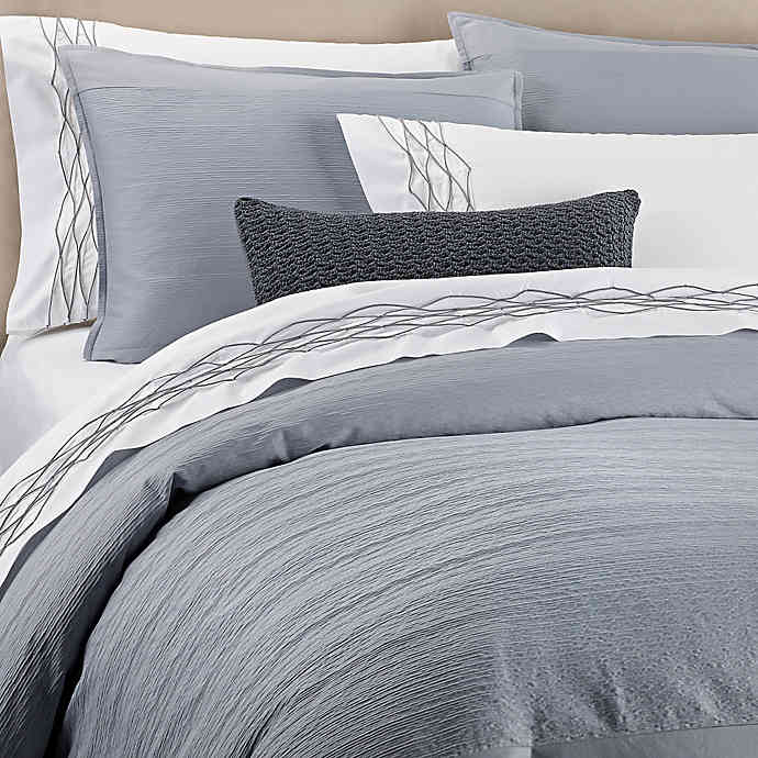 Vera Wang Comforter/Quilt/Duvet Full/Queen / Medium Blue Vera Wang - Corrugated Texture Duvet Cover - 1 Piece