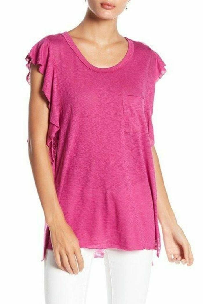 We The Free Womens Tops Ruffle Sleeve Knit Top