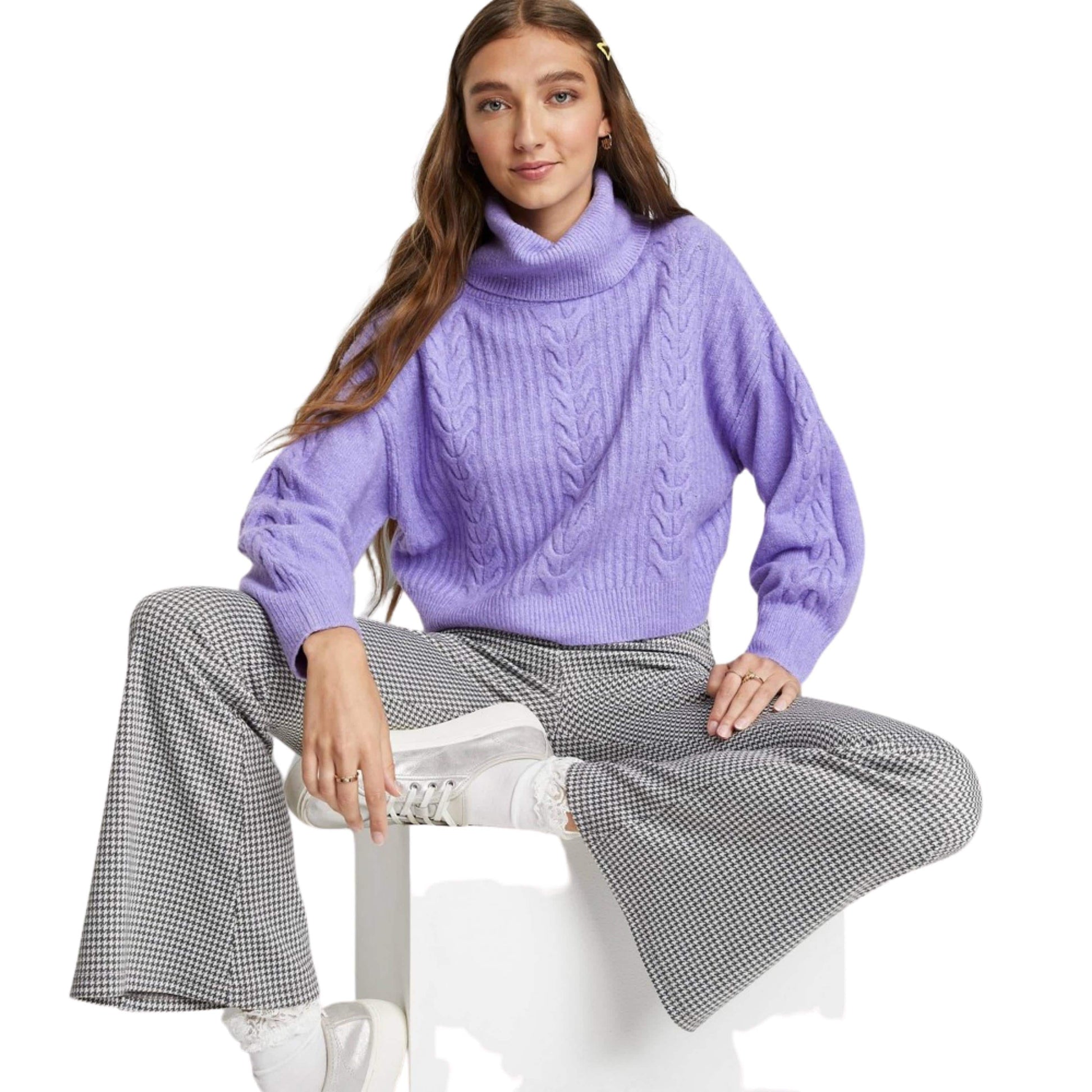 WILD FABLE Womens Tops L / Purple WILD FABLE - Turteneck Puover Sweater