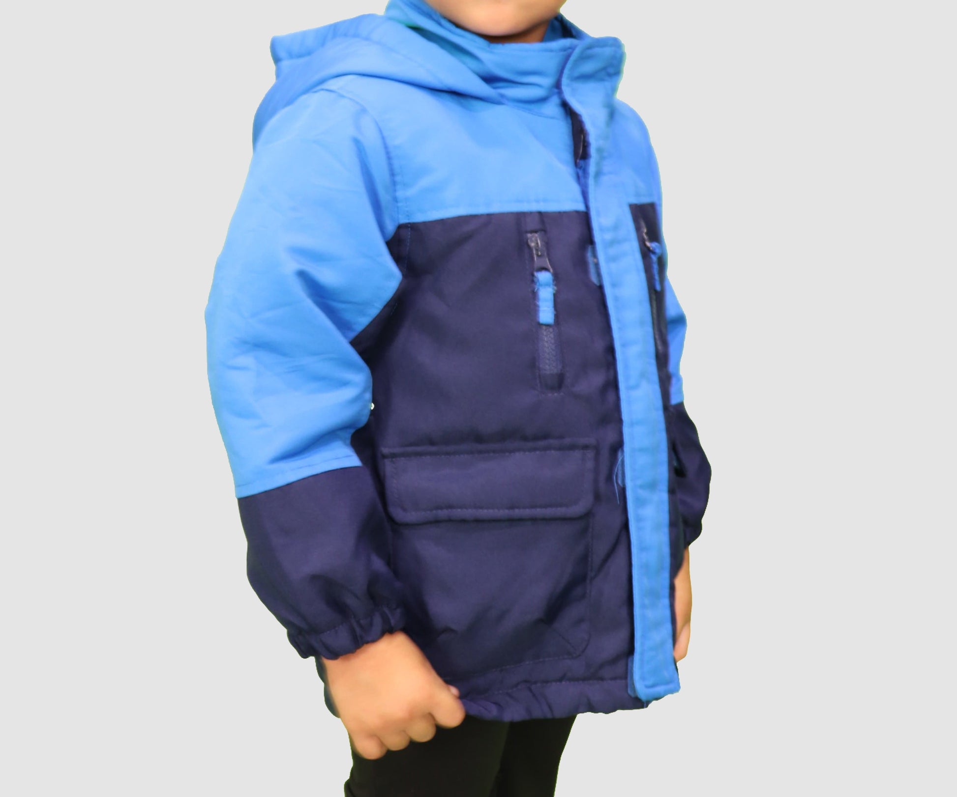 WONDER KIDS Apparel 3 Years / Navy/ Blue/ Neon Green Hooded Winter Jacket