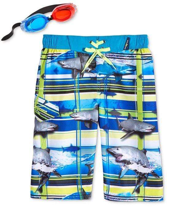 ZeroXposur Boys Bottoms Kids - Shark Wave Board Shorts & Goggles